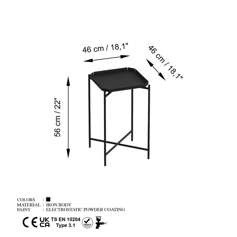 Modern Black Coffee Table, 18.1 x 22.0 x 18.1 inches | Durable 100% Metal Construction, Weighs 4.5 lbs | Industrial Style for Living Room, Sleek Design for Modern Home Décor, Perfect for Small Spaces
