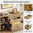 Mobile Lateral File Cabinet with Drawers & Shelves, Rolling Office Storage Cabinet, Brown