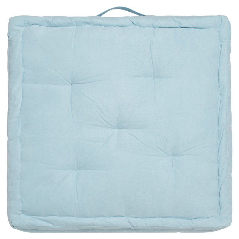 Light Blue Square Polyfill Floor Pillow with Handle