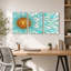 «Golden Geometric Starburst», ensemble de 3 toiles ondulées bleu sarcelle-225065951