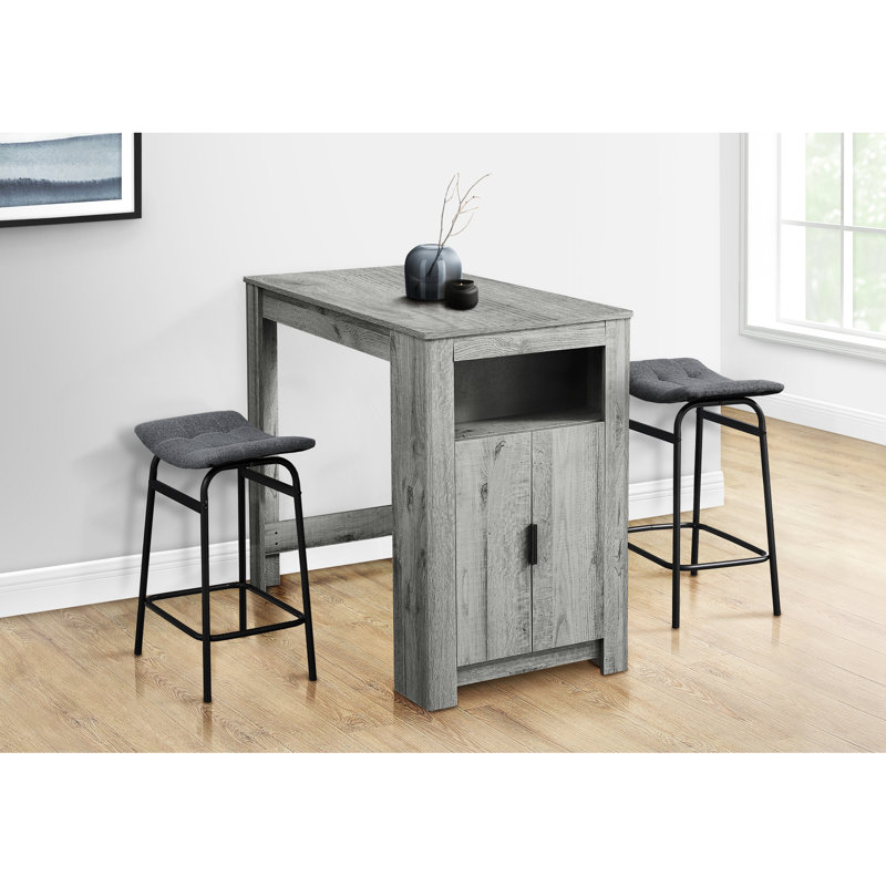 Table de salle à manger rectangulaire en stratifié gris de 48 po, hauteur comptoir, hauteur de rangement de style contemporain, élégant pour la cuisine