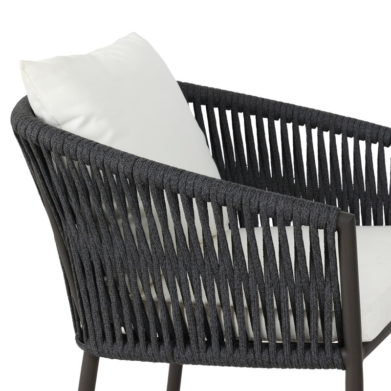 Porto Patio Bar Stool, 26.38", Arashi Salt, Black