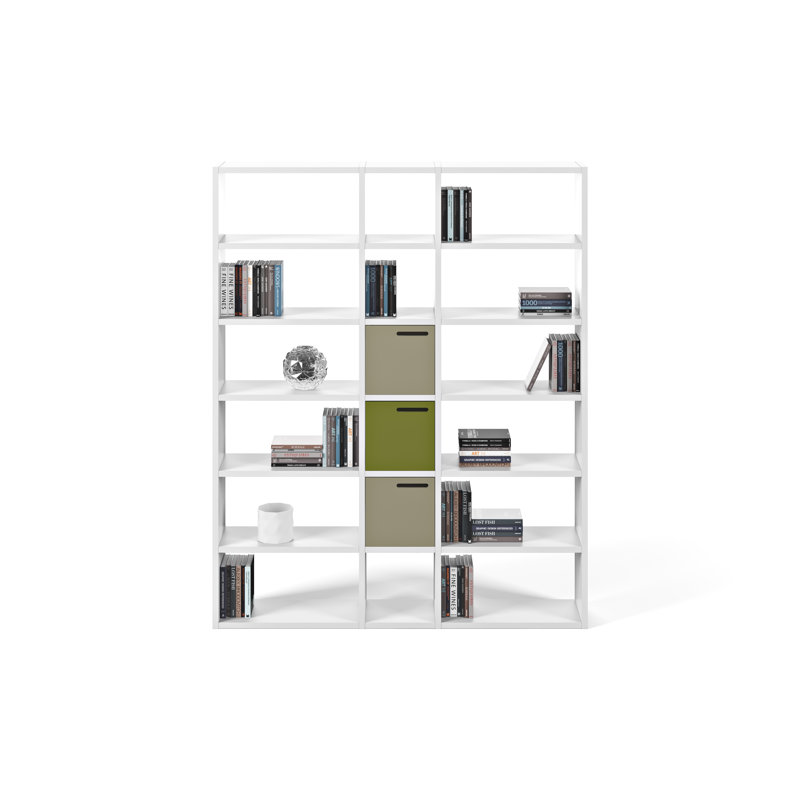 Logan 224cm H x 182cm W Geometric Bookcase, Matte White