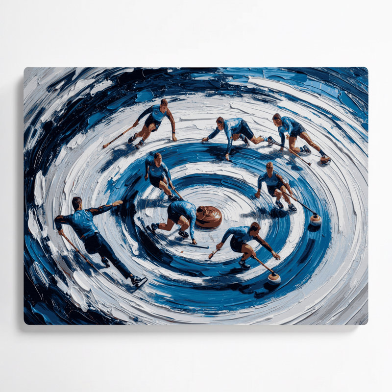 Art mural gris sportif Sports Curling, H 20 po x l 24 po x P 0,05 po