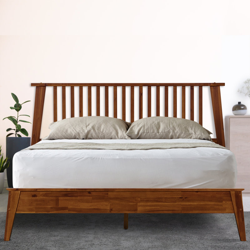Kaylin Premium Solid Wood Platform Bed Frame with Headboard – 800 lb Capacity, No Box Spring Needed, Fits All Mattresses
