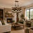 8-Light Industrial Wooden Chandelier