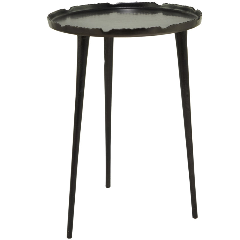 Ilay Aluminum Metal Side End Accent Table with Tray Top, Black