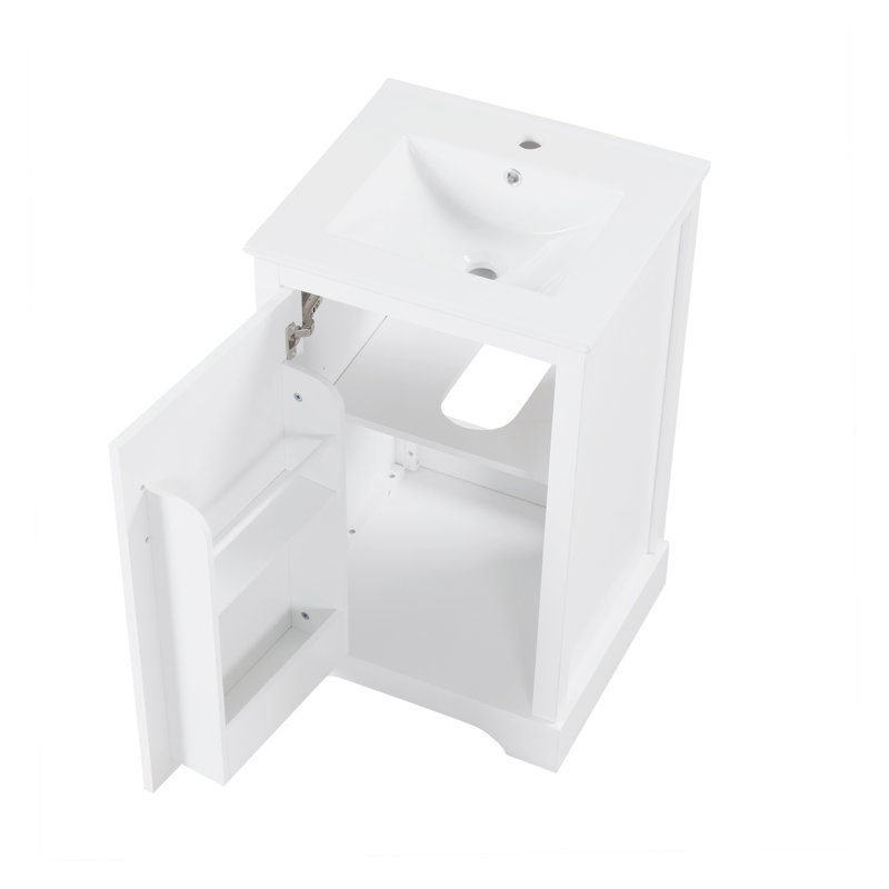 Catharine 20'' Single Bathroom Vanity With Ceramic Top, White