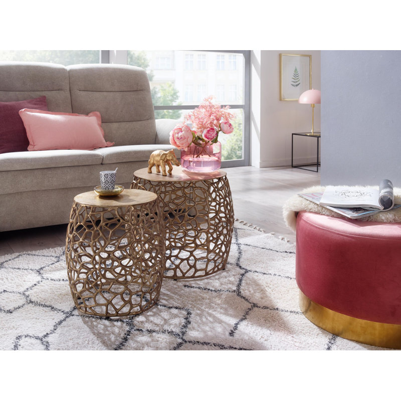 Hetre 2 - Piece Living Room Table Set, Golden