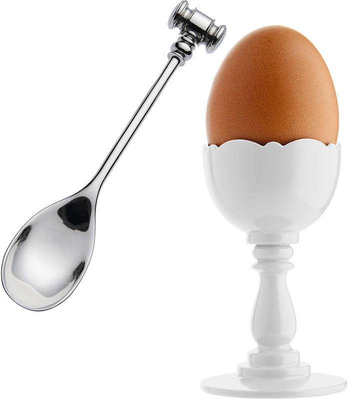 Dressed Egg Cup with Spoon, White