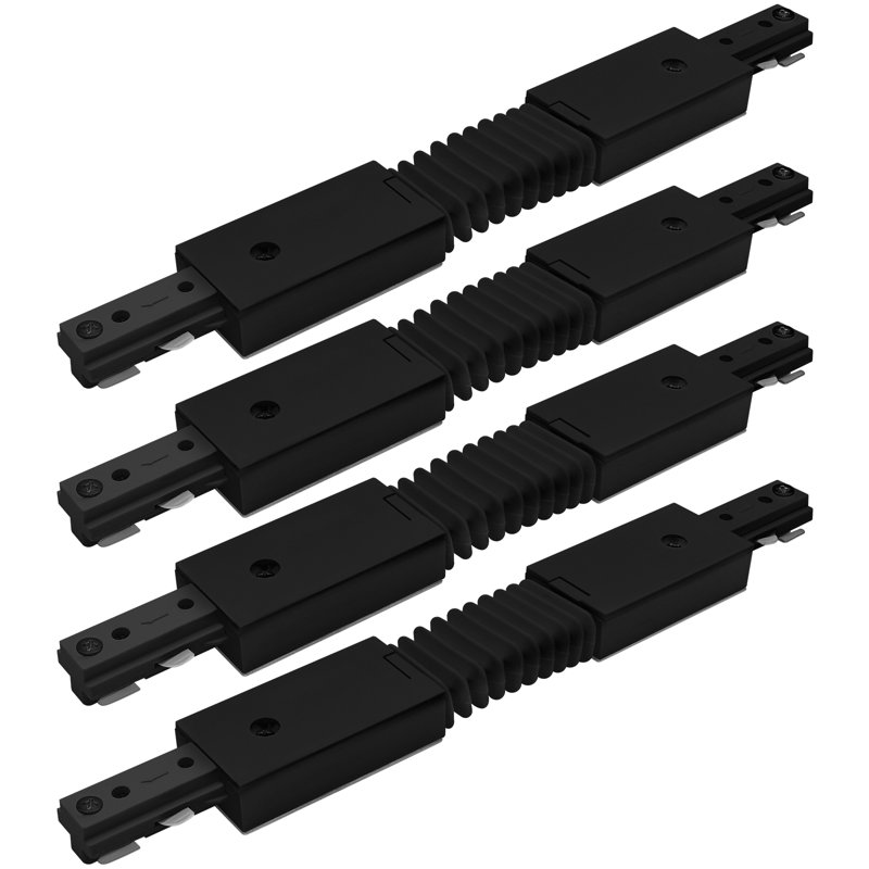 Connecteur flexible d'éclairage sur rail Luxrite H, accessoires d'éclairage sur rail à 3 fils à circuit unique, composant de source d'alimentation 120 V, paquet de 4