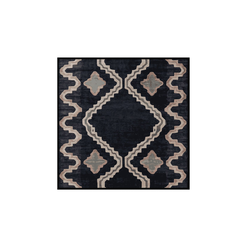 Machine Washable Gray Area Rug, Square 7'