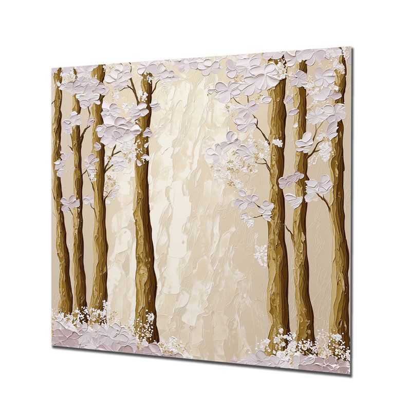 «Golden Brown Forest Landscape I», impression sur métal, paysages, H 23 po x l 23 po x P 0,84 po