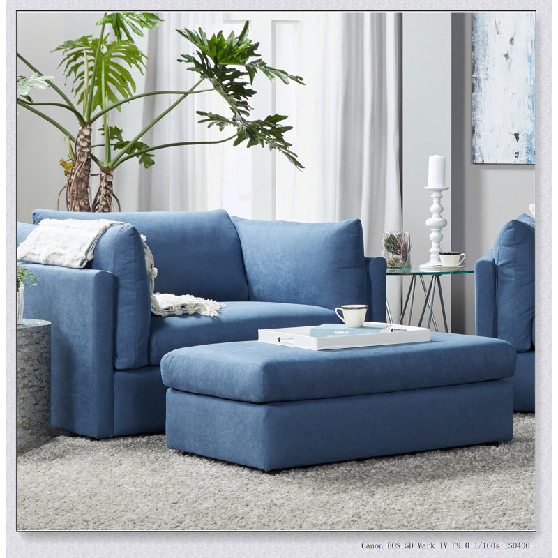 Living Room Fabric Ottoman, Blue