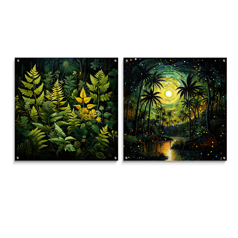 Asian Art Bamboo Whisper IV - Art asiatique, ensemble d'acrylique sur verre, ensemble de 2, H 16 po x l 33 po