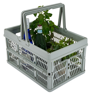 Simplify Collapsible Storage Crate with Carrying Handles in Grey