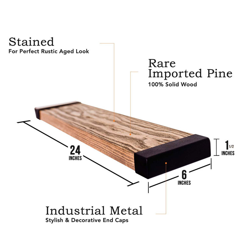 Bella 3 Piece Pine Floating Shelf