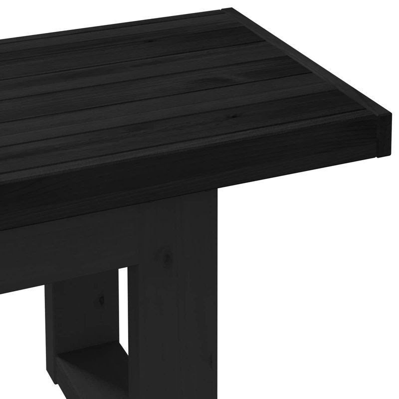 Solid Wood Bench, 45 cm H x 160 cm L x 41 cm D, Black