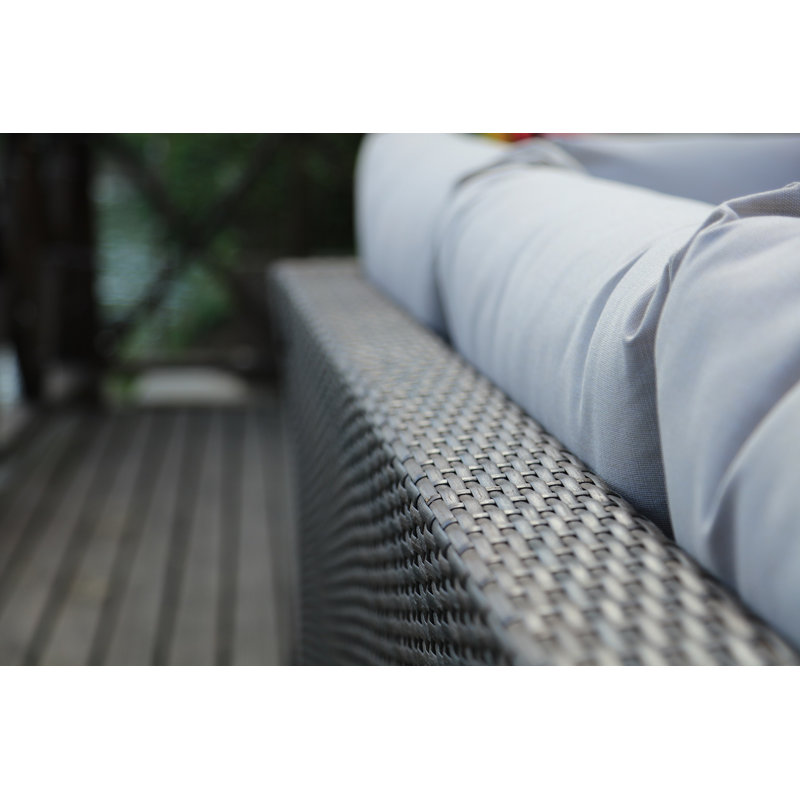 Ensemble de conversation modulaire en rotin 8 pièces avec coussins Outten, Gris