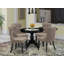 L'ensemble de mobilier de salle à manger 5 pièces comprend une table ronde avec piédestal et 4 chaises rembourrées en tissu de couleur café, noir brossé-1998732273-1998732283-1998732286