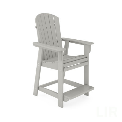 Chaise de comptoir de style Adirondack gris foncé - Élégant bois en polyéthylène haute densité pour la salle à manger, le patio et le jardin