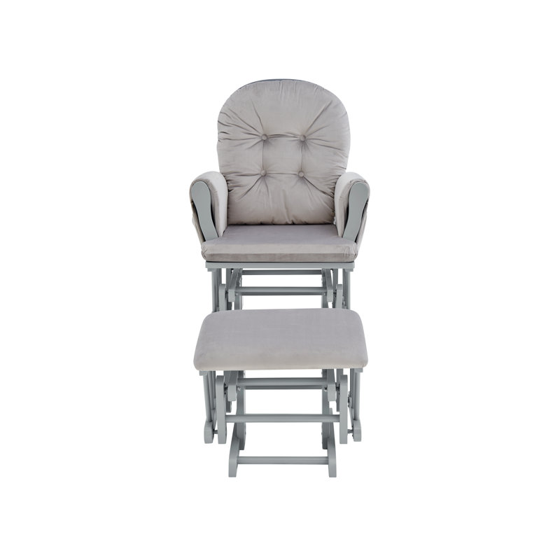 Fauteuil oscillant avec repose-pieds Mason, Gris clair, Gris