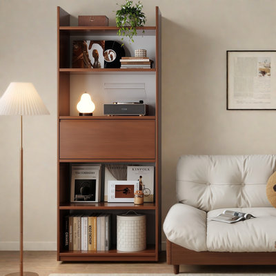 Bibliothèque moderne en bois d'hévéa massif