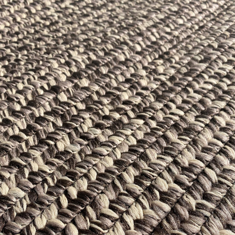 Tapis intérieur / extérieur brun en polypropylène tressé à la machine Rectangle Aveyon, Rectangle 12 pi x 15 pi