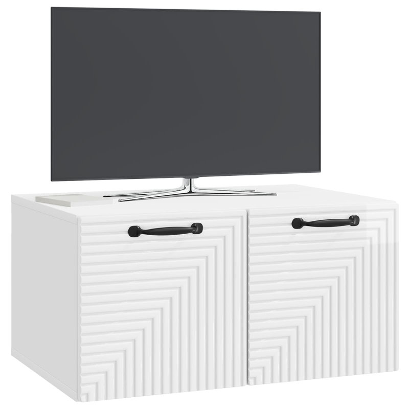 Unfinished TV Stand, High Gloss White, 30cm H x 59.5cm L x 41cm W