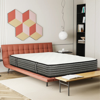 Matelas hybride pour lit très grand 12 po, mousse viscoélastique imprégnée de gel et matelas à ressorts ensachés, technologie de refroidissement, transfert à faible mouvement