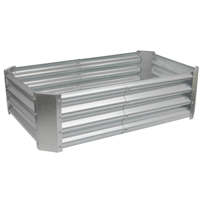 Metal Raised Garden Bed, Silver, 30cm H x 120cm W x 60cm D