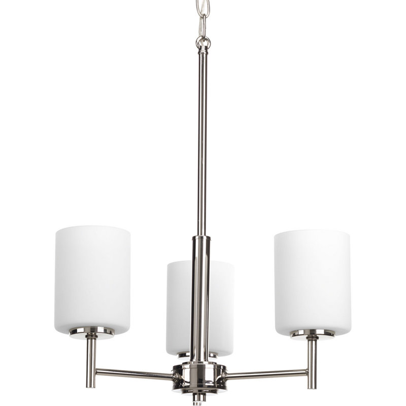 3 - Light Steel Dimmable Chandelier, Polished Nickel