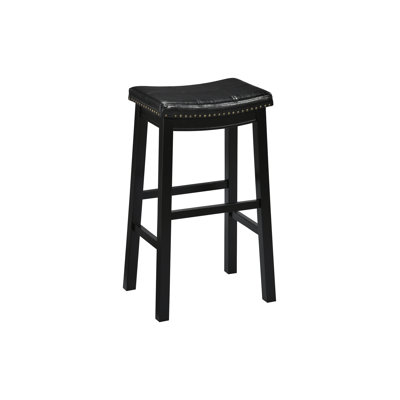 Tabouret de bar Bellea Vita en bois massif sans dossier avec assise rembourrée (lot de 2)