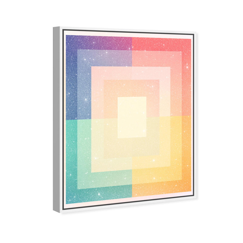 Oliver Gal Neon Geo V Abstract - Diamond Dust Framed Canvas Art, 31" H x 25" W