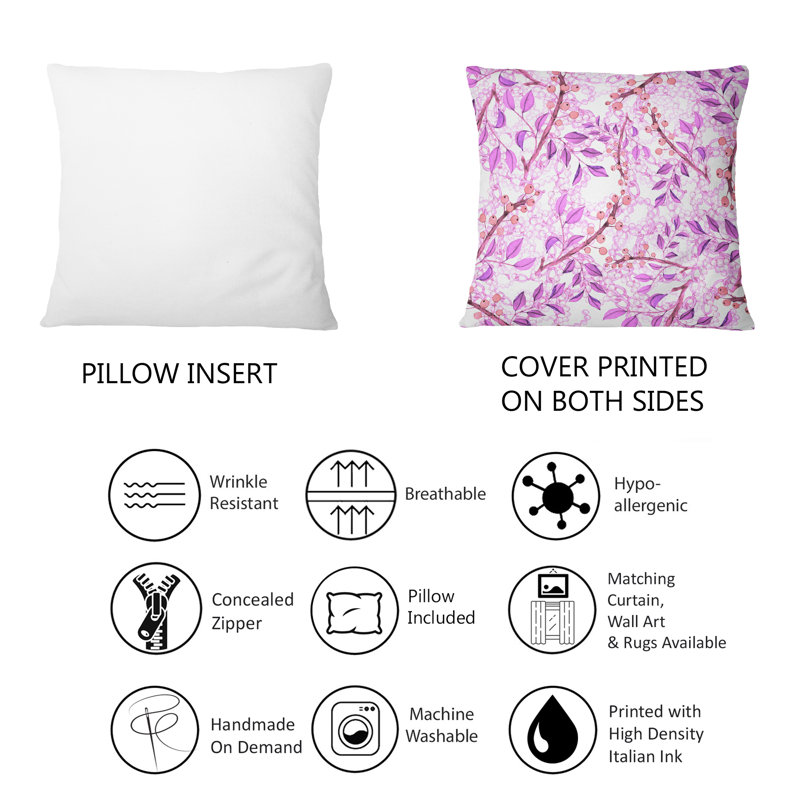 Coussin décoratif rétro à motif fuchsia - 1