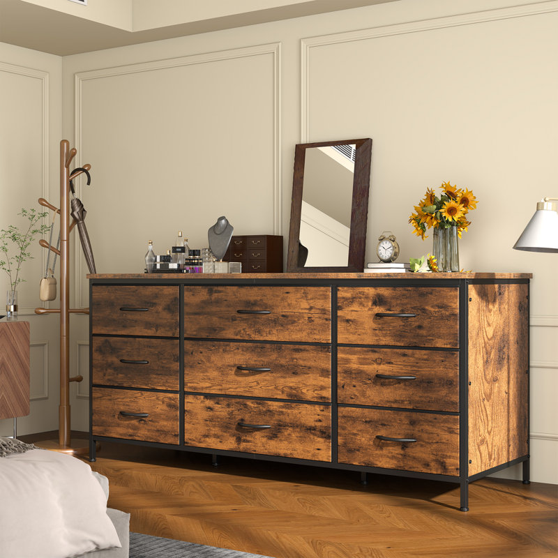Meuble télé pour commode pour la chambre à coucher, commode longue, commode pour chambre à coucher de 47,2 po Bouchette, Brun