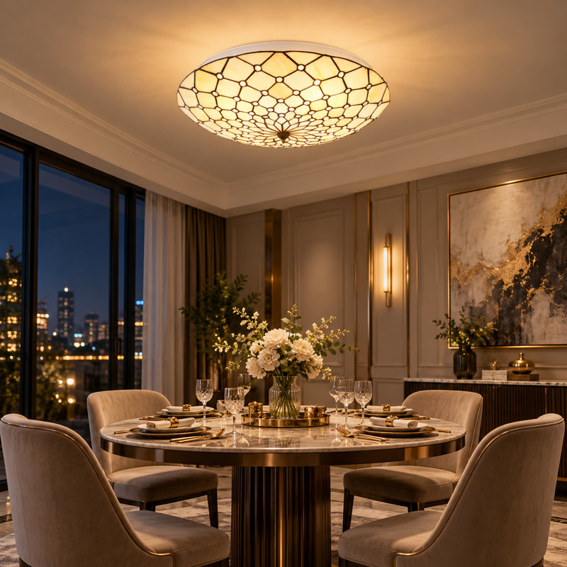 Plafonnier encastré 4 lumières 19,7 po Tiffany