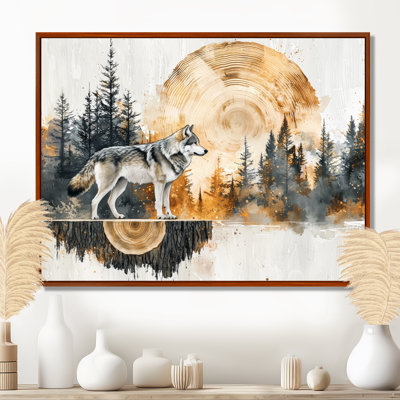 Grath Wolf in Winter Forest Lake Landscape IV - loup, art mural
