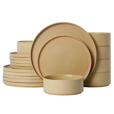 Alofmo Rustic 18 Piece Stoneware Dinnerware Set, Service For 6
