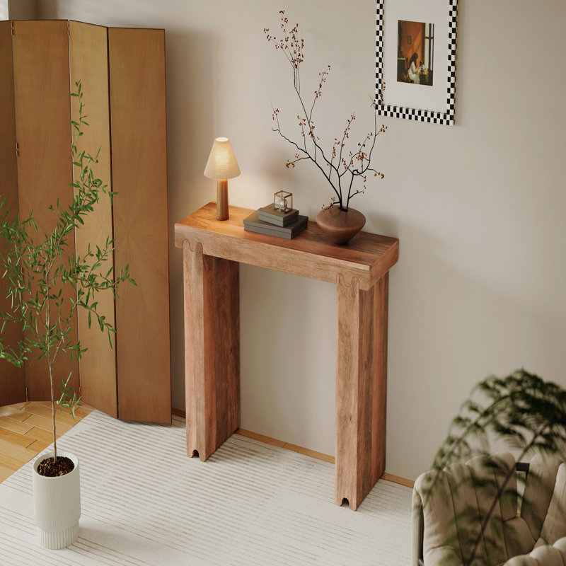 Console de ferme en bois de manguier, canapé de 45 po d'épaisseur, salon minimaliste étroit (miel)