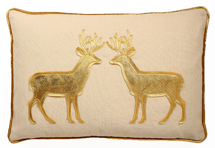 Patchwork Throw Pillow, Gold, Polyester