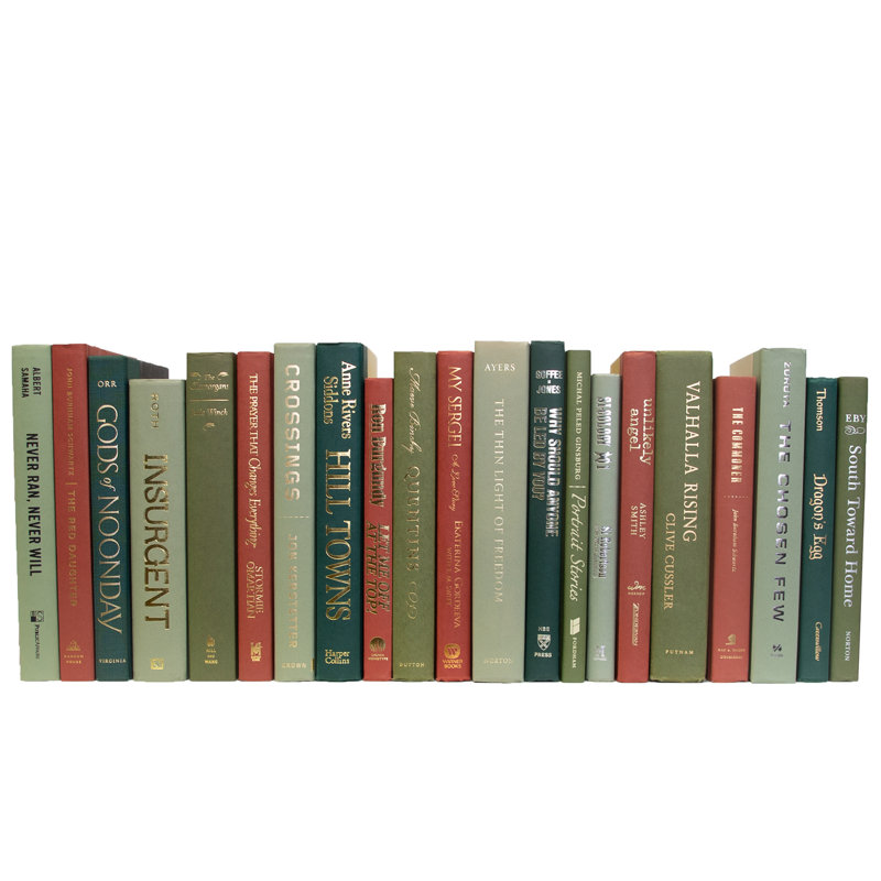 Decorative Books - Autumn Pine Books - Green and Red Books By The Foot
