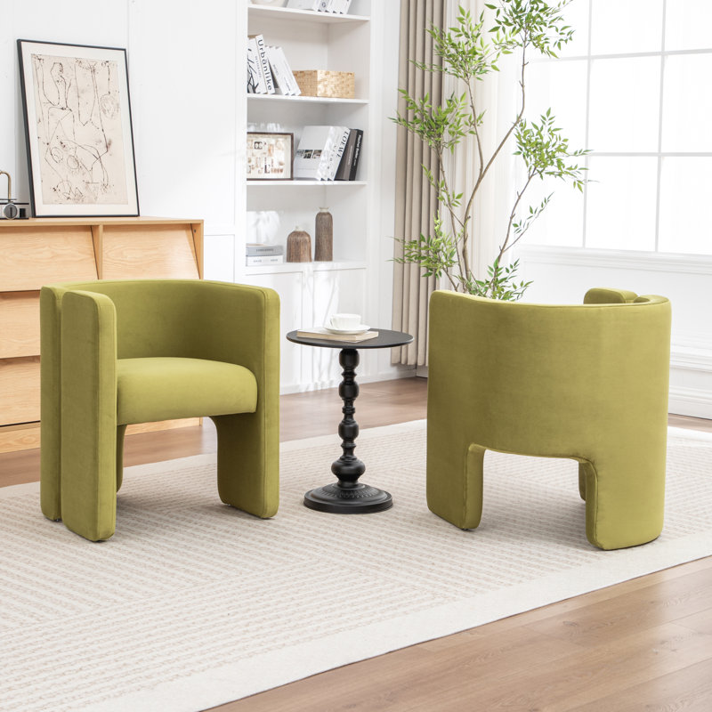 Jaimyn Upholstered Barrel Chair, Green Velvet