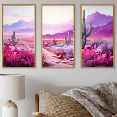 Cactus magenta mirage - ensemble d'art sur toile cactus floral