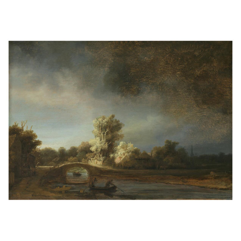 «The Stone Bridge» par Rembrandt van Rijn - Estampe numérique, H 22 po x l 28 po