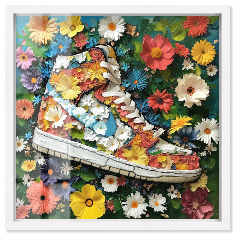 «Sneaker» peint par Art Remedy, H 21 po x l 21 po, Blanc