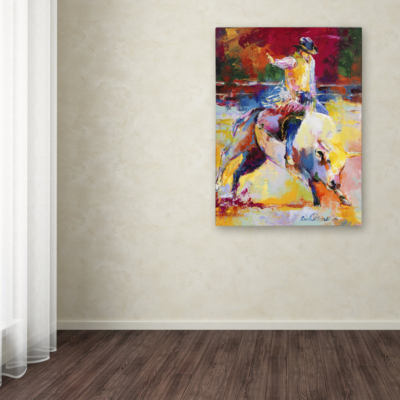 « rodeo », reproduction sur toile, H 19 po x l 14 po x P 2 po, Pas de tapis, Toile tendue