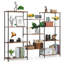 Three Rows Bookcase-4 Shelves-Black-1092796691