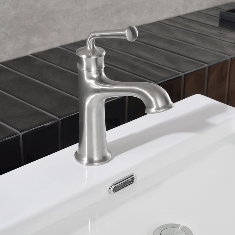 Single-Hole Single-handle Bathroom Faucet with Drain Assembly, Brushed Nickel