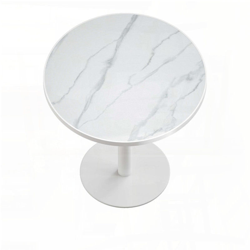 Table de salle à manger ronde en faux marbre avec pieds en titane (31,5 po)